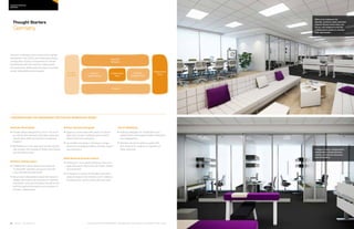 52 | Issue 65 | 360.steelcase.com 360.steelcase.com | Issue 65 | 53
Considerations for addressing the five key workplace issues
Optimize Real Estate
 Private offices designed for one or two work-
ers should feel spacious with glass walls and
natural light, while occupying a condensed
footprint.
	Workstations in the open plan should incorpo-
rate screens and storage to define boundaries
and increase privacy.
Enhance Collaboration
	Collaboration areas should be located at
“crossroads” between groups to promote
cross-disciplinary interaction.
	Structured collaboration areas with space to
display information are important to German
employees, and informal areas should be situ-
ated throughout the space to encourage im-
promptu collaboration.
Attract, Develop  Engage
	Spacious work areas with plenty of natural
light and a range of settings are critical to
attract German employees.
	As mobility increases in Germany, lounge
areas and unassigned desks will help support
new behaviors.
Build Brand  Activate Culture
	Hierarchy is more about efficiency than privi-
lege; executives offices should model visibility
and openness.
	To support a culture of innovation provide a
range of spaces that promote both collabora-
tive teamwork, and focused individual work.
Enrich Wellbeing
	Settings designed for socialization and
collaboration will increase healthy interaction
and engagement.
	Workers should be able to easily shift
from ergonomic seating, to standing or
other postures.
German workplaces have some of the highest
standards in the world, and employees expect
nothing less. Privacy is important but should
be balanced with the need for collaboration
and openness, while exploring ways to provide
ample dedicated personal space.
Thought Starters
Germany
Country PRofiles
GERMANY
Enclaves
Resident
Managers
Collaboration
ZoneCollaboration
Zone
Resident
Neighborhood
Resident
Neighborhood
Nomadic
Benches
With a low tolerance for
density, workers value enclosed
shared offices where they can
focus, with adjacent informal
collaboration areas to connect
with teammates.
A range of open collaboration
destinations allows German
workers a blend of structure
and informality.
The spaces shown here are intended to help spark ideas. Every product is not available in every country.
 