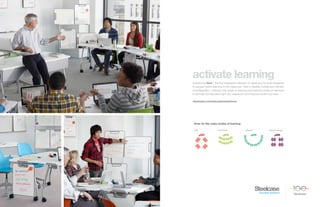 138 | Issue 65 | 360.steelcase.com
activate learning
Introducing VerbTM
, the first integrated collection of classroom furniture designed
to support active learning in the classroom. Verb is flexible, mobile and infinitely
reconfigurable – offering a full range of teaching and learning styles on demand.
It can help activate learning in any classroom and improve student success.
steelcase.com/educationsolutions
Verb: for the many modes of learning
 