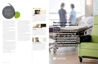 142 | Issue 65 | 360.steelcase.com 360.steelcase.com | Issue 65 | 143360.steelcase.com | Issue 64 | 143
“Active learning breeds success and a more
vibrant educational environment by incor-
porating a mix of teaching styles, tools and
classroom configurations,” says Green.
“It’s a blend of teacher, technology, content
delivery and your classroom design. They
all fit together. One without the other, it’s a
broken wheel,” he says.
Active learning also means meshing and
balancing the varied ways in which students
assimilate knowledge.
“There’s instruction where you’re maybe engaged
in a simple conversation with the teacher
in more of a large group setting,” Green says.
“There’s independent work where you’re
engaged as an individual trying to go through
something. There’s also collaborative work
where you’re doing some small group stuff.
There’s also computer-assisted instruction,
and then there’s teacher-led instruction where
the educator may be working with five or
six students.”
This turns an educator from “a content delivery
person to a learning specialist” and reverses
the archaic educational approach that has dis-
couraged collaboration between students.
“We’re starting to realize that we need to create
learning groups, instead of… people with
individual knowledge,” Green says. “Collectively,
we have a stronger learning environment
when we have a learning group, rather than
just a bunch of individuals.”
Consequently, it’s critical that a classroom
facilitate this active approach.
“It’s the catalyst,” argues Scott-Webber. “In
order to be able to develop active learning, the
importance of the classroom is huge…the
faculty member has to develop a strategy to
support the content to be delivered.”
“We talk a lot about Steelcase Education
Solutions as the physicality of the inside-the-
box. It’s not just about building a beautiful
building. But it’s actually asking the tough
questions about what you’re going to do as
a teacher, what are the strategies you’re
going to incorporate, and how best can we
support that with the design of the space and
the furnishings for the room.”
Bolstering active learning by refashioning learn-
ing environments has infused these experts with
fresh optimism about the future of education.
“I get quite disturbed when people label our
educational system as broken,” Le says. “I think
the message that we want to say is that, It’s
not broken. It just needs to be redesigned, be-
cause we want new outcomes.”
°
nurture.com/empath
The future can be
inspiring if you nurture it.
At Nurture, we strive to improve the
healing experience for all through
understanding how the work of
healthcare happens. We use
insights to bring better products
to environments where patients,
caregivers and clinicians come
together. Help bring the future of
healthcare to your community.
Dr. Lennie Scott-Webber, an interior
designer, retired professor and former chairperson
of university design programs with expertise
in determining how environment affects behavior,
especially in higher education settings and
corporate learning centers. Within Steelcase
Education Solutions, as Director of Education
Environments, she oversees the “D3” portfolio:
discovery, design and dissemination.
Meet the Experts
Trung Le, Practice Leader for Third Teacher
Plus of Chicago’s Cannon Design and a widely
recognized advocate for incorporating multiple
intelligences and learning styles in education
environment design. As a pioneer in the field,
Le focuses on spaces that spark student imag-
ination and inquiry, while triggering dynamic
collaboration.
Greg Green, principal of metropolitan Detroit’s
Clintondale High School and innovator of the
“flipped classroom” that has students reviewing
materials at home and performing homework
in class to enhance learning. One of Converge
Magazine’s Top 50 Educators for 2011, Green
is an internationally renowned speaker on learn-
ing structures.
“Active learning
breeds success
and a more
vibrant educational
environment”
GREG GREEN
 