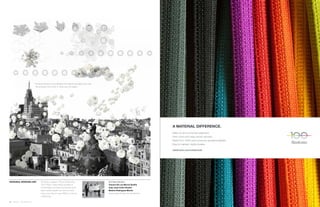 14 | Issue 65 | 360.steelcase.com 360.steelcase.com | Issue 65 | 15
A MATERIAL DIFFERENCE.
Make an environmental statement.
Rich colors and deep woven textures.
Made from 100% post-consumer recycled polyester.
Easy to maintain, highly durable.
steelcase.com/chainmail
PERSONAL WORKING UNIT 3rd Place Winners
Tamara De Los Muros Sevilla
Juan José Cobo Omella
Beatriz Rodríguez Martín
(Universidad Politécnica de Madrid)
Students created a “Personal Working
Unit” (PWU). These PWUs facilitate a
comfortable and linked worldwide work
fabric where people can work on their
own or join two or more PWUs in order to
collaborate.
“Personal Working Units inflated with helium are able to fly over
the stressful city roofs, or float over the water.”
 