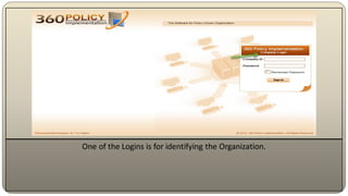 One of the Logins is for identifying the Organization.
 