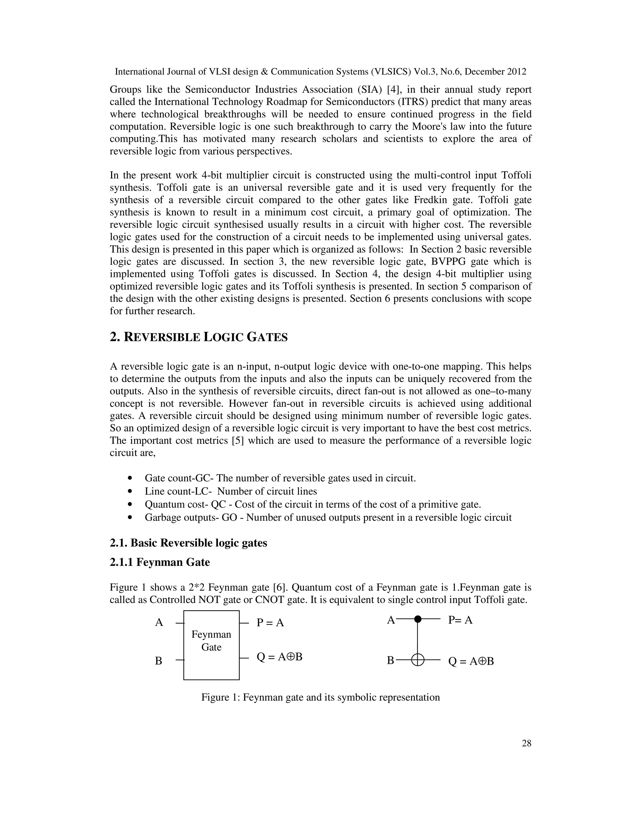 OPTIMIZED MULTIPLIER USING REVERSIBLE MULTICONTROL INPUT TOFFOLI GATES ...