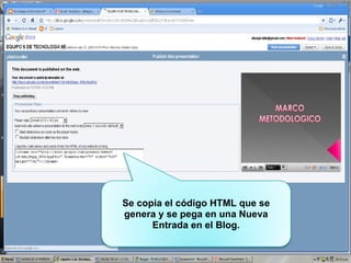 Se copia el código HTML que se genera y se pega en una Nueva Entrada en el Blog.