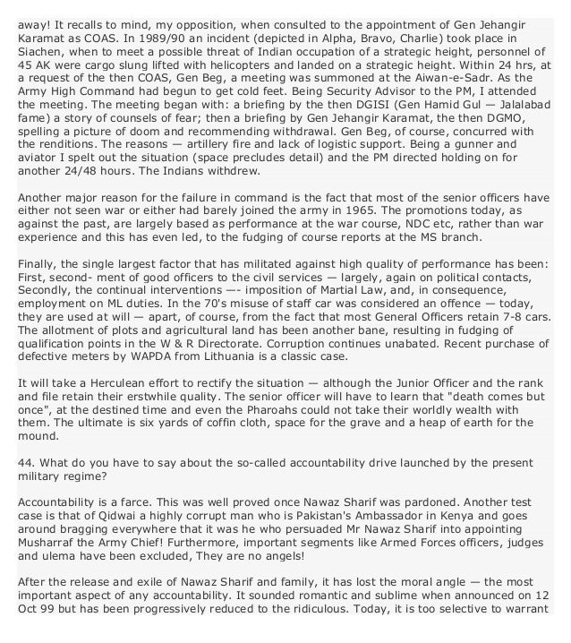 Political Views Of Major General N U K Babar - 