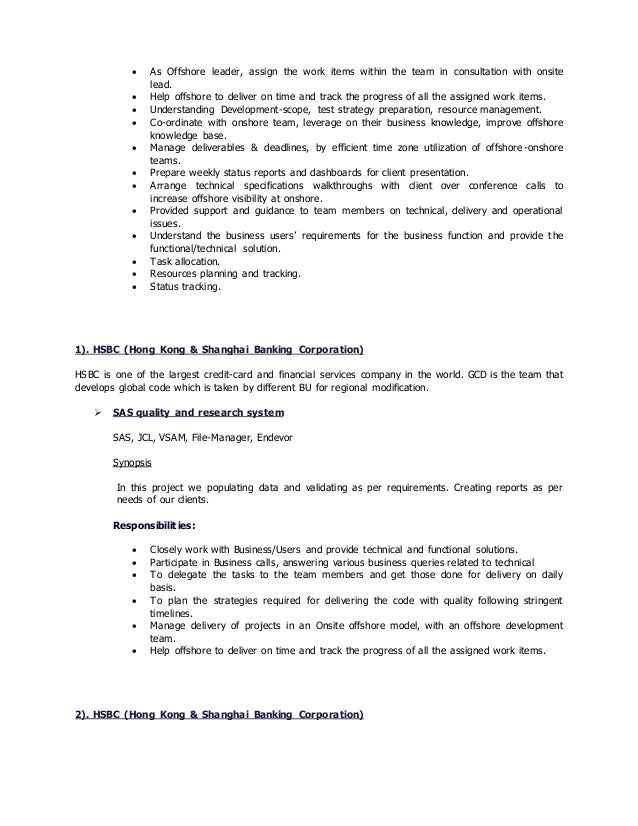 Offshore Transition Project Manage Resume Offshore Transition Project Manage Resume