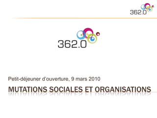 Mutations sociales et organisations Petit-déjeuner d’ouverture, 9 mars 2010 