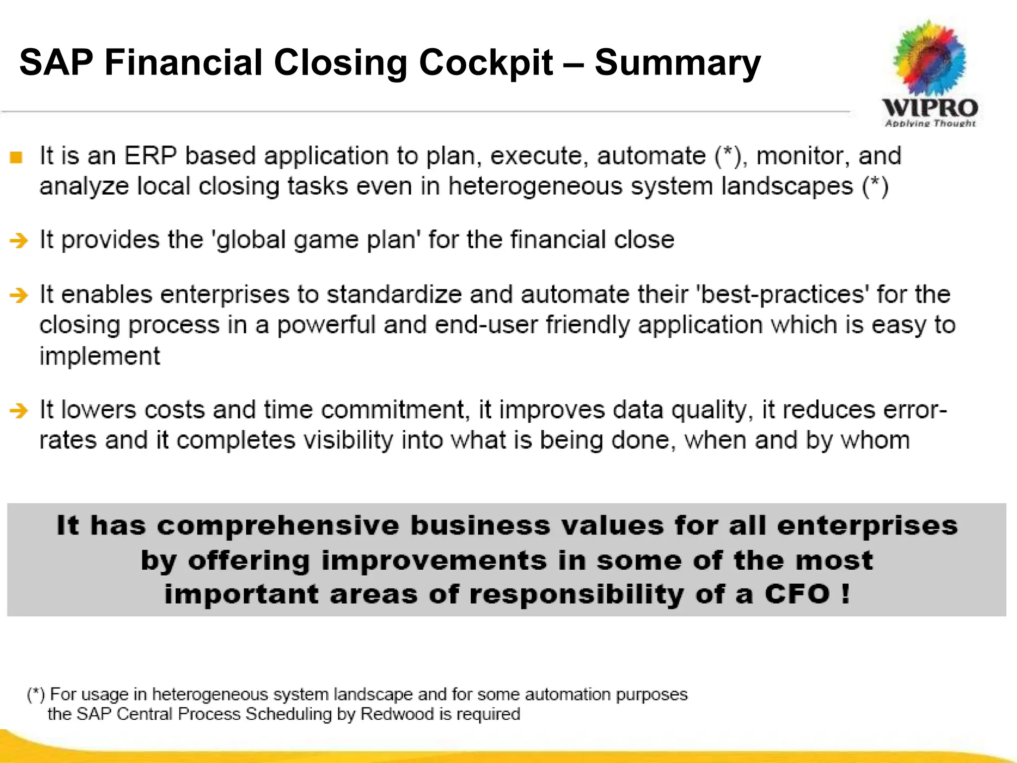SAP Financial Closing Cockpit – Summary
 