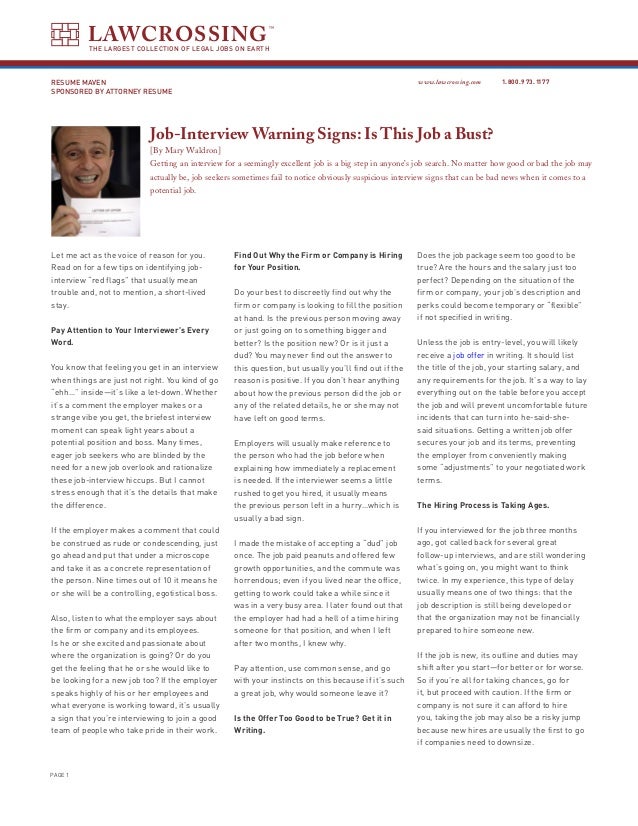 job interview warning signs is this job a bust signs of a good job interview