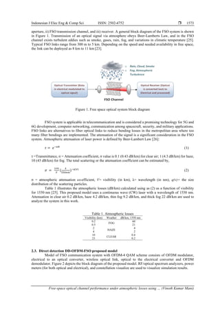 Free-space optical channel performance under atmospheric losses using ...