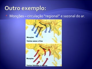 Monções – circulação “regional” e sazonal do ar. 