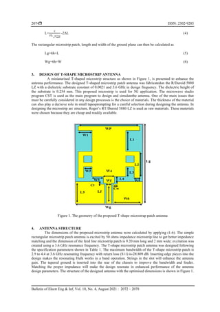 Design compact microstrap patch antenna with T-shaped 5G application | PDF