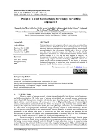 Design of a dual-band antenna for energy harvesting application | PDF