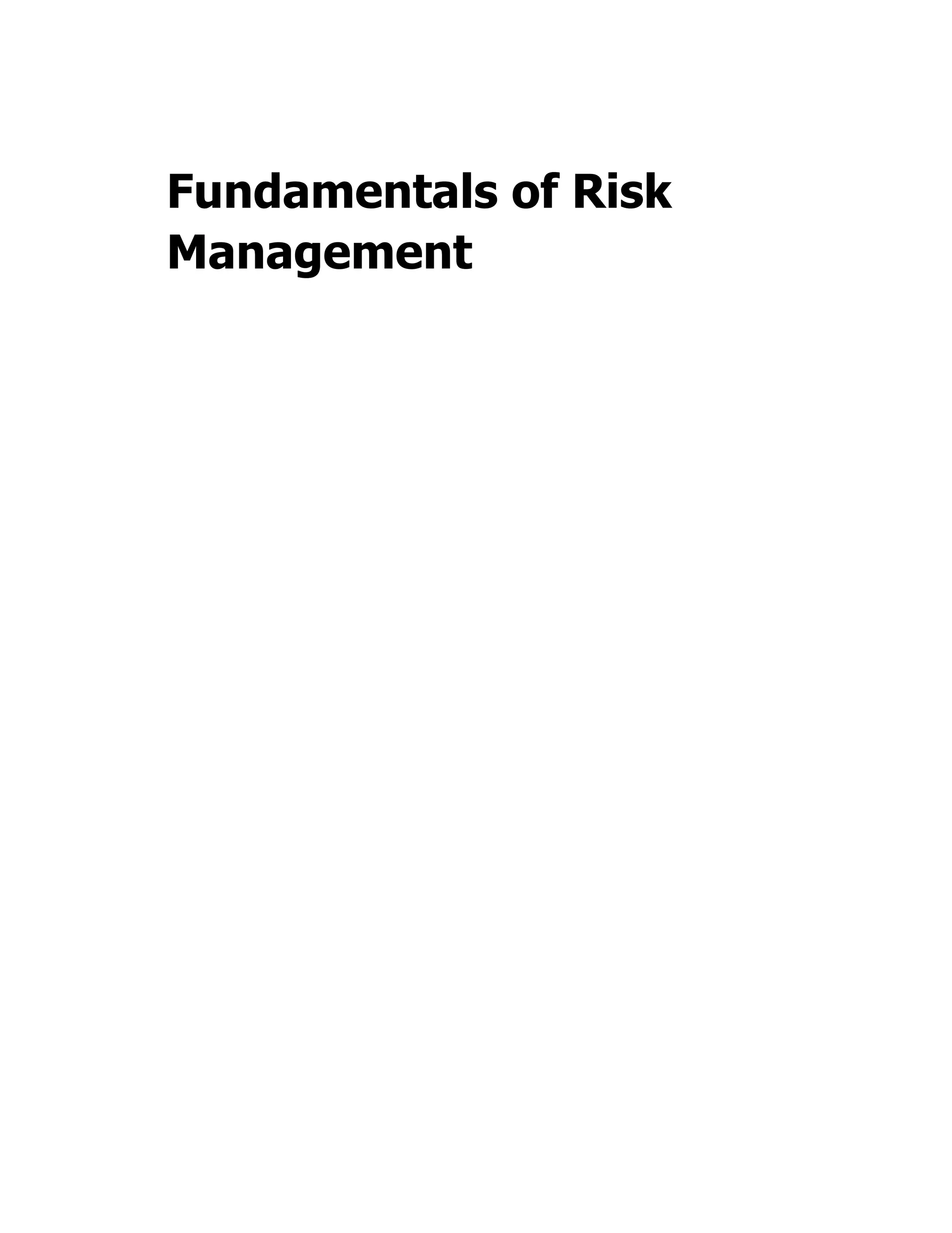 Fundamentals of Risk
Management
 