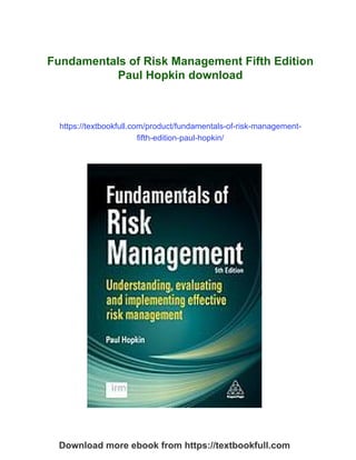 Fundamentals of Risk Management Fifth Edition Paul Hopkin | PDF