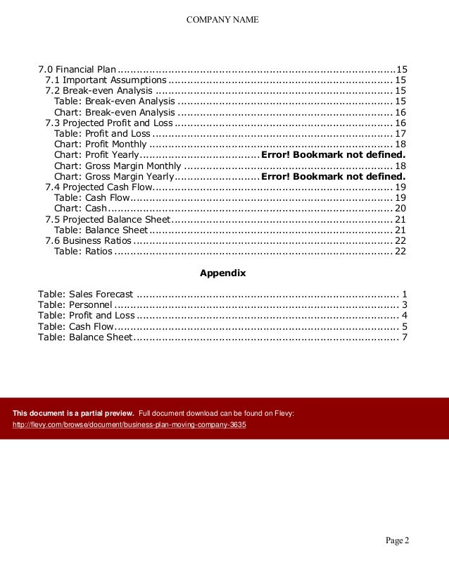 Moving company business description image