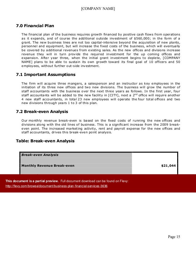 Business Plan Financial Services