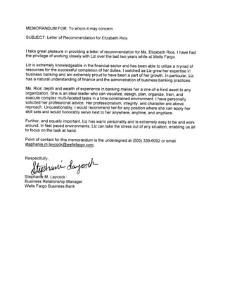 Recommendation Letter - Stephanie Laycock RM