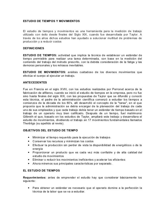 ESTUDIO DE TIEMPOS Y MOVIMIENTOS