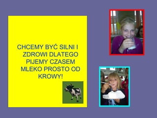 CHCEMY BYĆ SILNI I
 ZDROWI DLATEGO
  PIJEMY CZASEM
 MLEKO PROSTO OD
      KROWY!
 