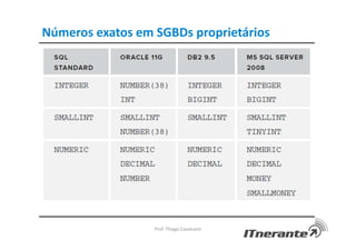 Números exatos em SGBDs proprietários
Prof. Thiago Cavalcanti
 