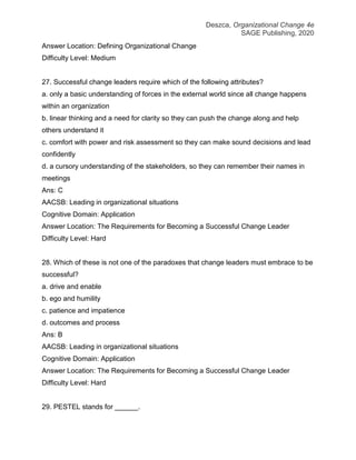 Test Bank for Organizational Change An Action-Oriented Toolkit, 4th ...