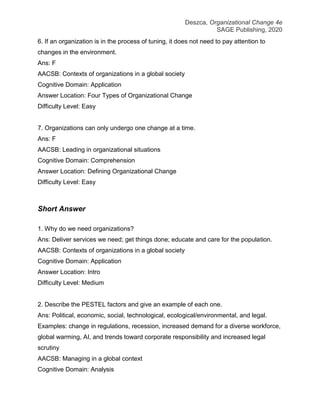 Test Bank for Organizational Change An Action-Oriented Toolkit, 4th ...