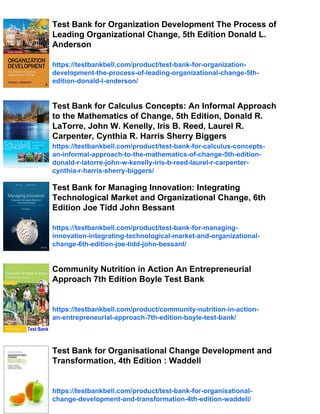 Test Bank for Organizational Change An Action-Oriented Toolkit, 4th ...