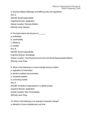 Test Bank for Organizational Change An Action-Oriented Toolkit, 4th ...