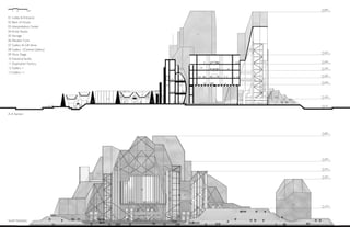 01
02
06
04
03
08
05
07
01 Lobby & Entrance
02 Back of House
03 Interpretation Center
04 Artist Studio
05 Storage
06 Elevator Core
07 Gallery & Gift Store
08 Gallery 1(Central Gallery)
09 Show Stage
10 Industrial facility
11 Duplication Factory
12 Gallery 11
13 Gallery 111
10
09
11
11
12
13
50M+
40M+
34M+
28M+
22M+
88M+
64M+
54M+
46M+
88M+
17M+
0 M+
10M+
A-A Section
South Elevation
10 20M5
 