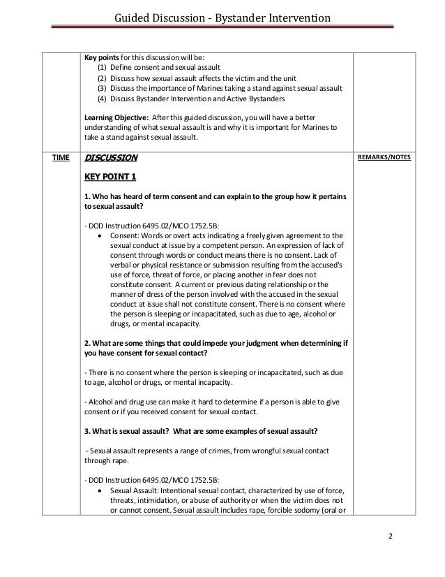 Bystander Intervention Guided Discussion