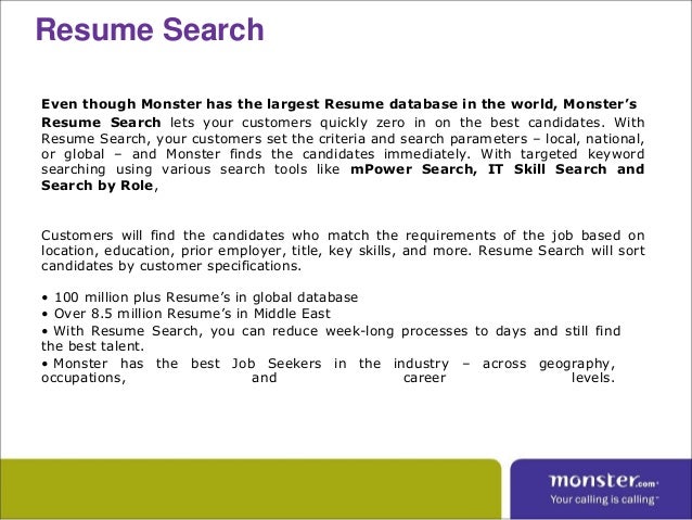 Monster employer resume search