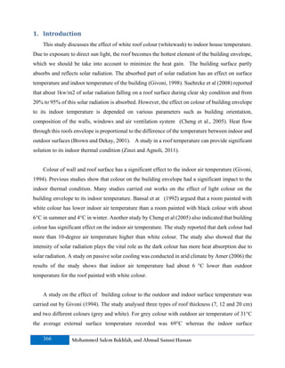 The Effect of Roof Colour on Indoor House Temperature In Case of ...