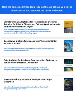 Vulnerability Analysis for Transportation Networks 1st Edition Edition ...