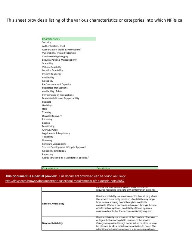 Non Functional Requirements Nfr Example Sets Non Functional Requirements Nfr Example Sets