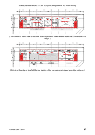 Building Services | Project 1: Case Study of Building Services in a Public Building
( Third level floor plan of New PAM Centre. The compartments varies between levels due to the architectural
design. )
( Sixth level floor plan of New PAM Centre. Variation of the compartments is based around the void area. )
The New PAM Centre 45
 