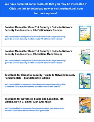 Test Bank for CompTIA Security+ Guide to Network Security Fundamentals ...