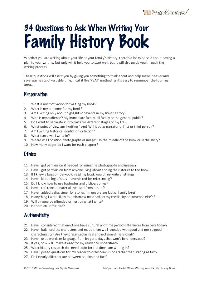 34 questions to ask when writing your family history book making a family history book