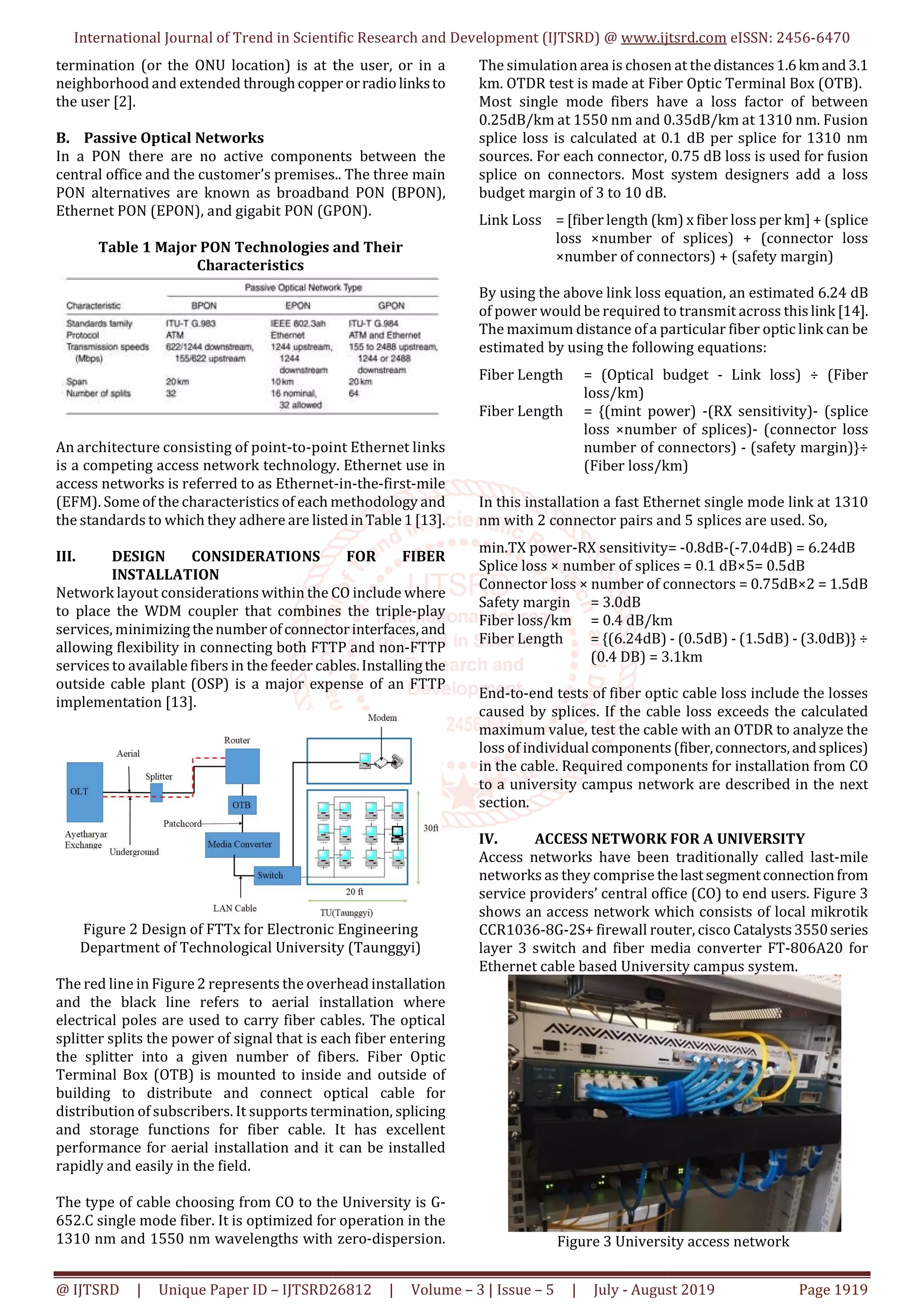 Design and Fiber Installation for University Campus System | PDF