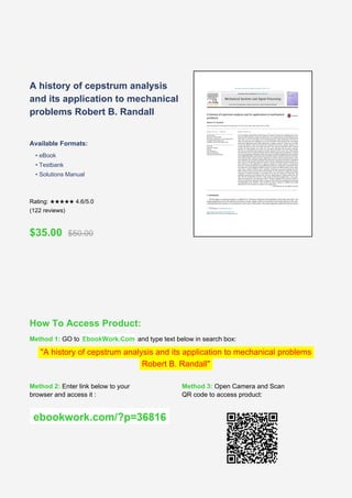 A history of cepstrum analysis and its application to mechanical ...
