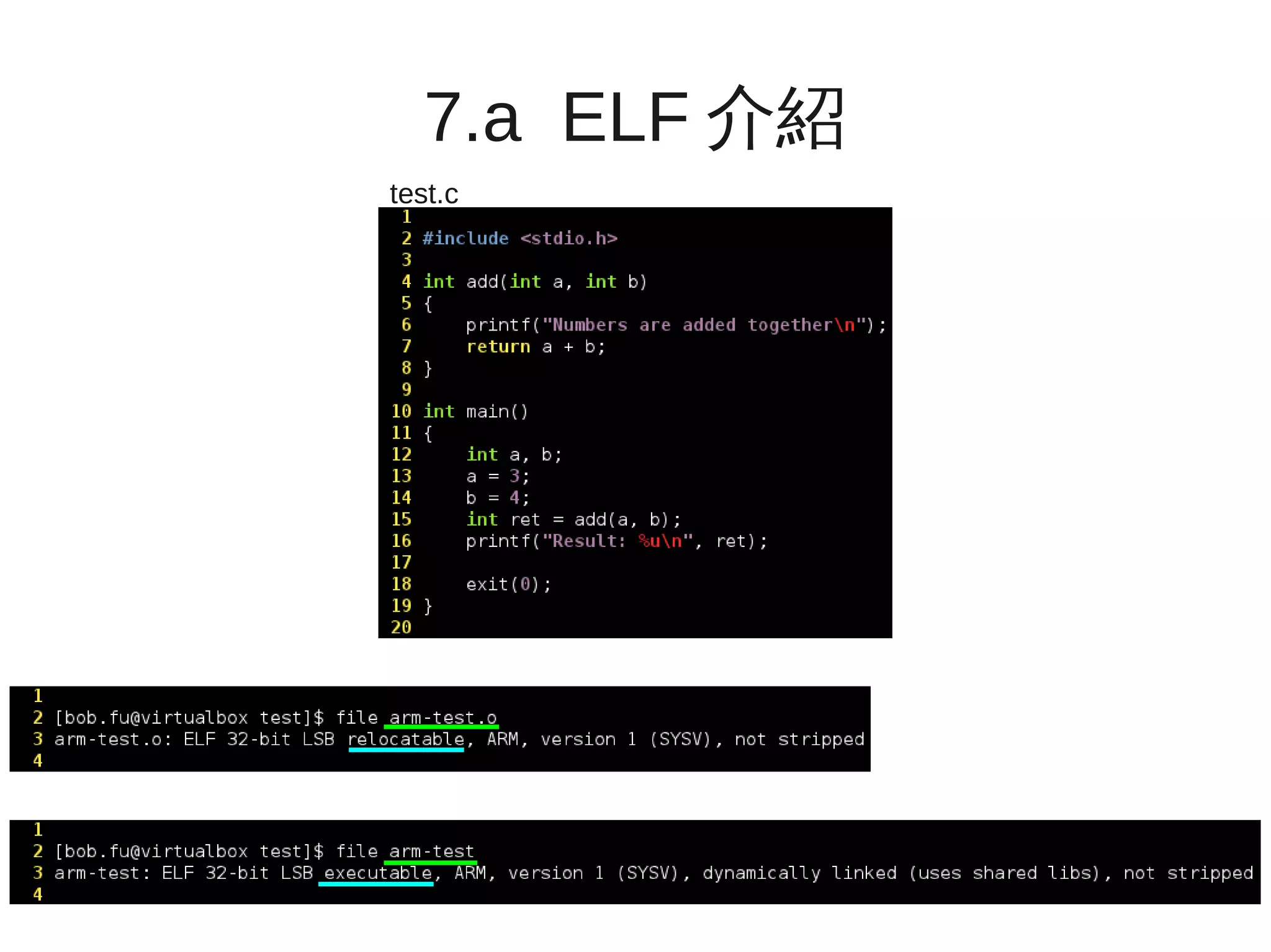 3
7.a ELF 介紹
test.c
 