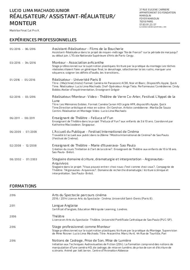 Cv Metier De L Image Et Son