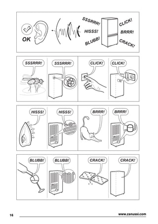 BRRR!HISSS!
CLICK!
BLUBB! CRACK!
SSSRRR!
OK
CLICK! CLICK!SSSRRR! SSSRRR!
BRRR! BRRR!HISSS! HISSS!
BLUBB! BLUBB! CRACK!CRACK!
16 www.zanussi.com
 