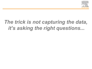 The trick is not capturing the data,
 it’s asking the right questions...
 