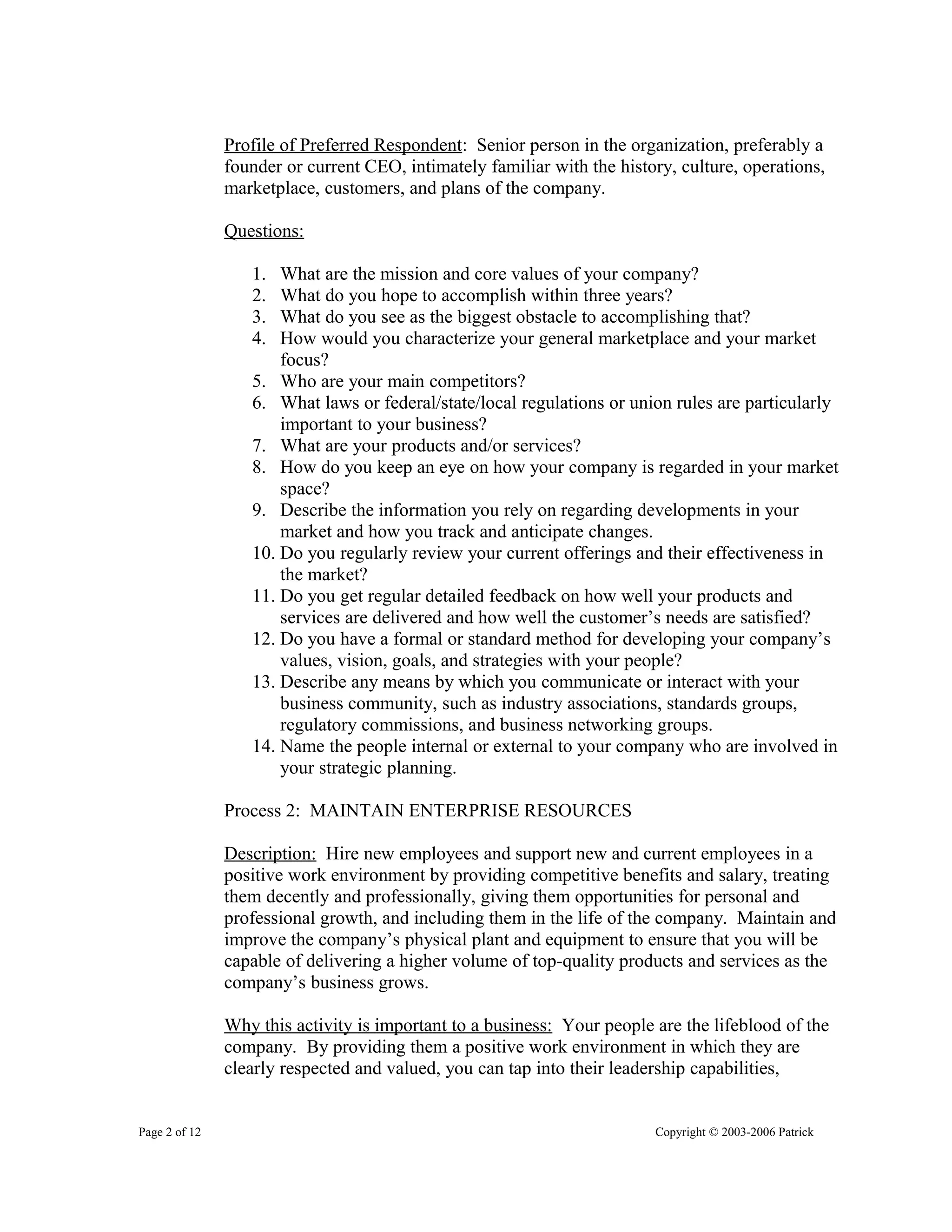 Generic Model Tailoring Questions Copyright Patrick PDF