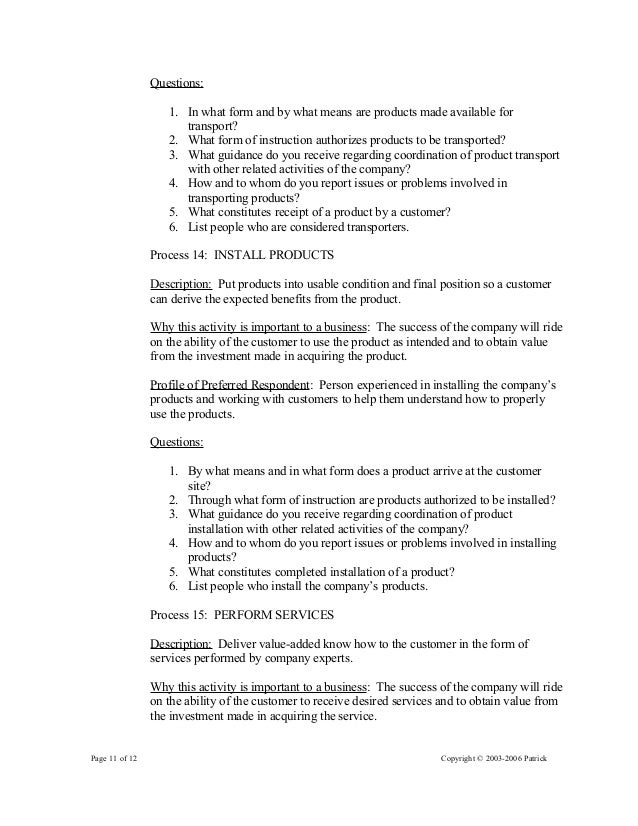 Generic Model Tailoring Questions Copyright Patrick