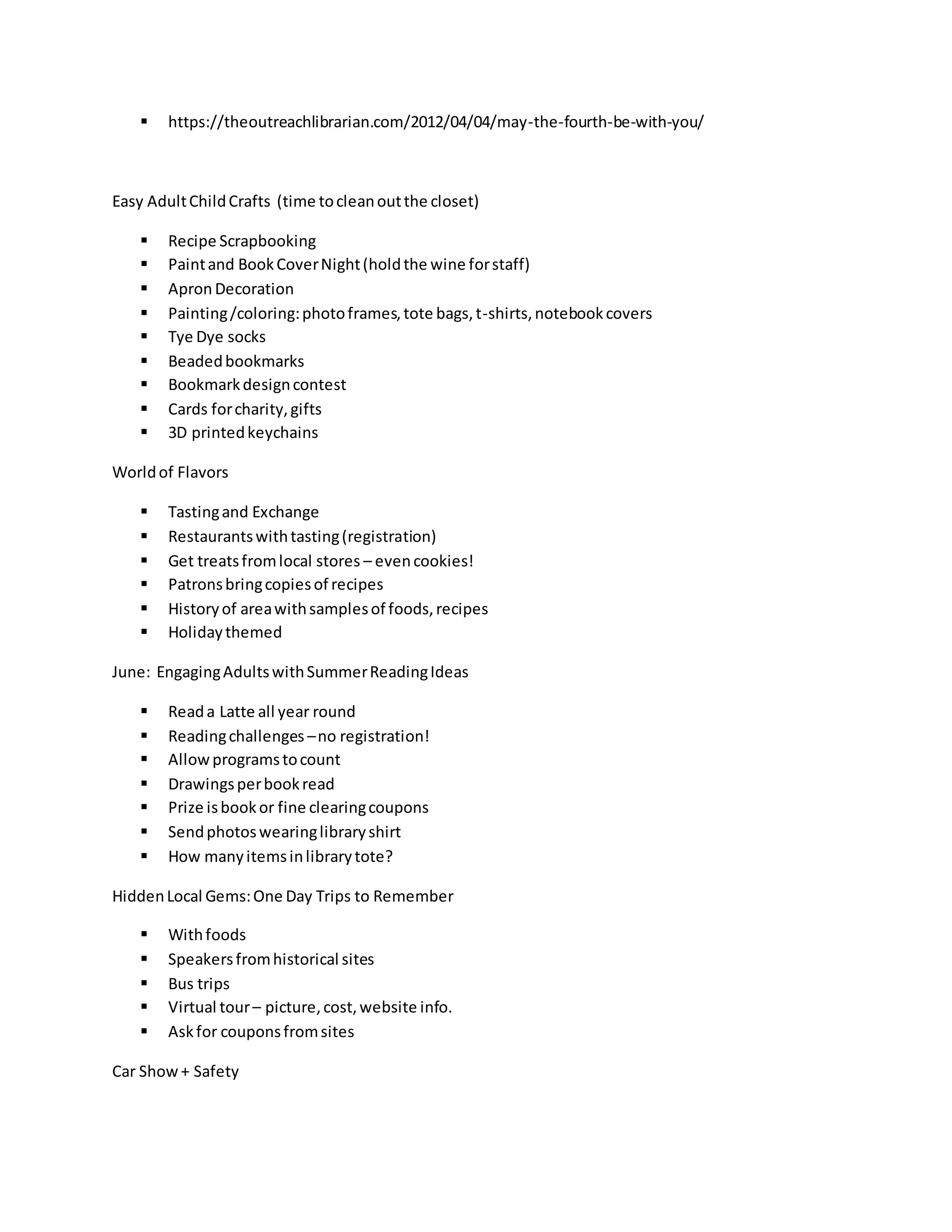 36 Adult Program Ideas Outline | DOCX