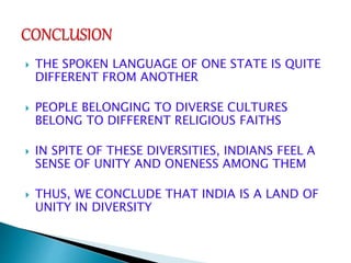 INDIA,A LAND OF UNITY IN DIVERSITY | PPTX