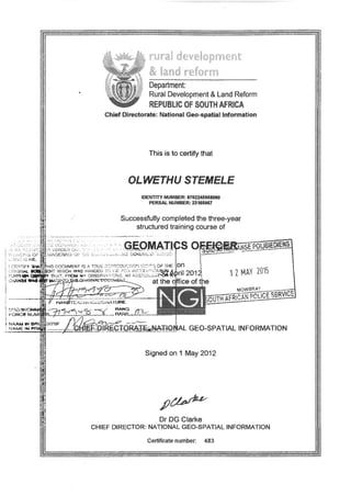 Geomatics Officer Certificate