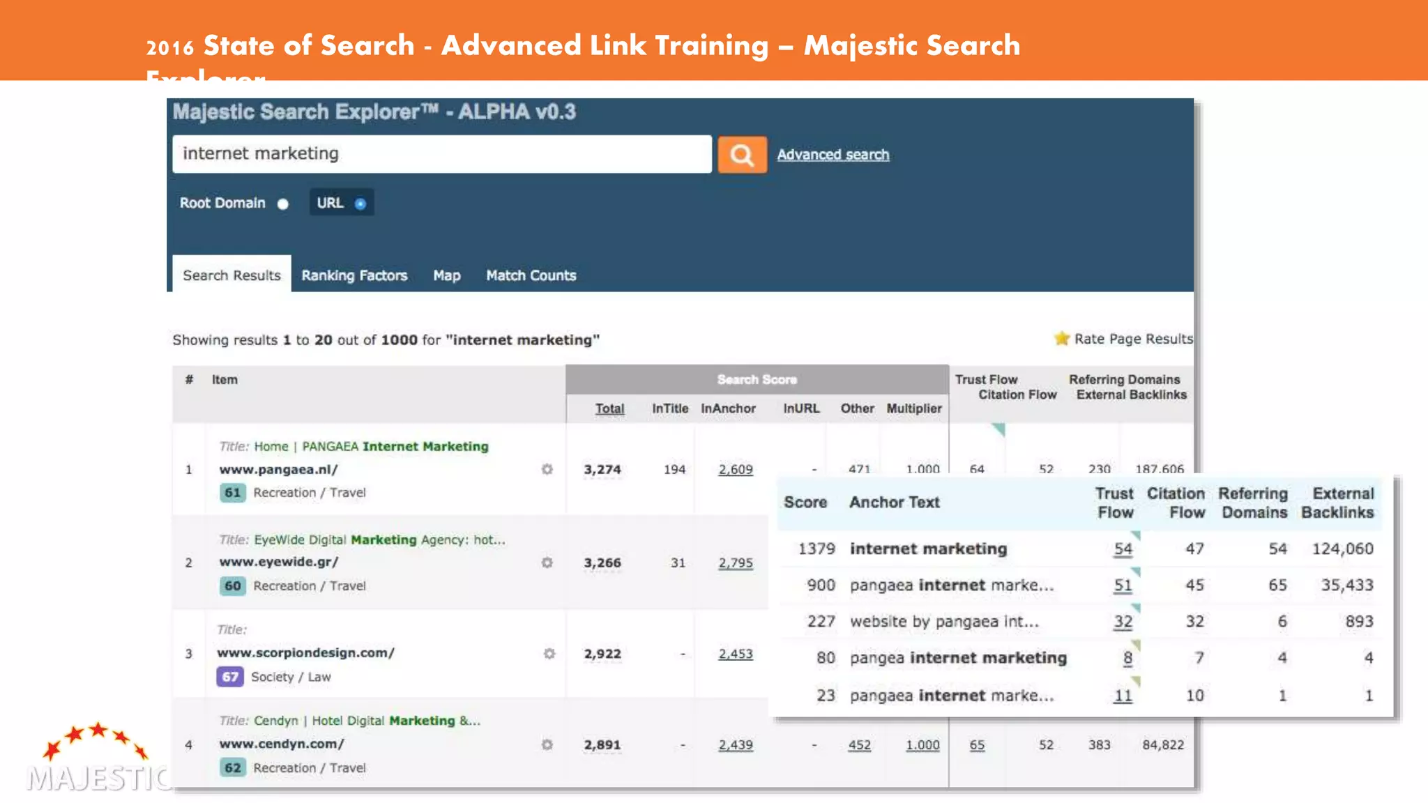 2016 State of Search - Advanced Link Training – Majestic Search
Explorer
 