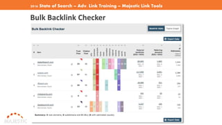 2016 State of Search – Adv. Link Training – Majestic Link Tools
Bulk Backlink Checker
 